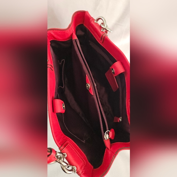 Coach Red Penelope Turnlock pebbled leather shoulder bag/tote. #H1169-F16531 - Picture 5 of 9